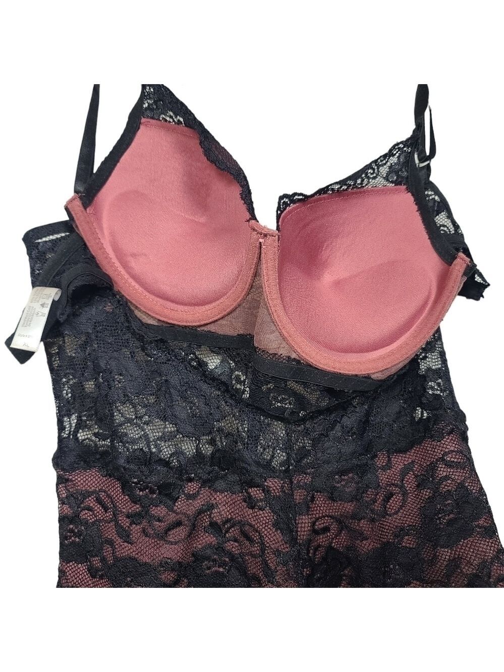 Lingerie Lined Sheer Floral Lace Bodysuit XL - Picture 9 of 10
